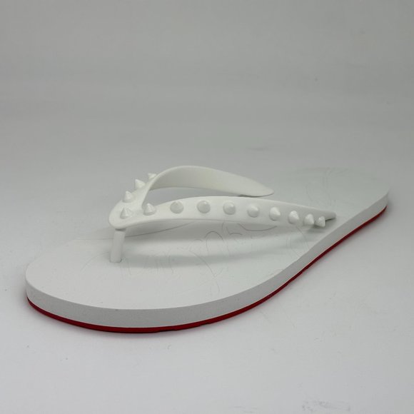 Christian Louboutin LOUBI Spikes Studded Flip Flop Flat Rubber Sandal Shoes - Picture 3 of 12